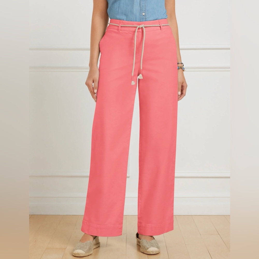 NWT Talbots Wide Ankle Pink Rosette Women’s Pants size 14P